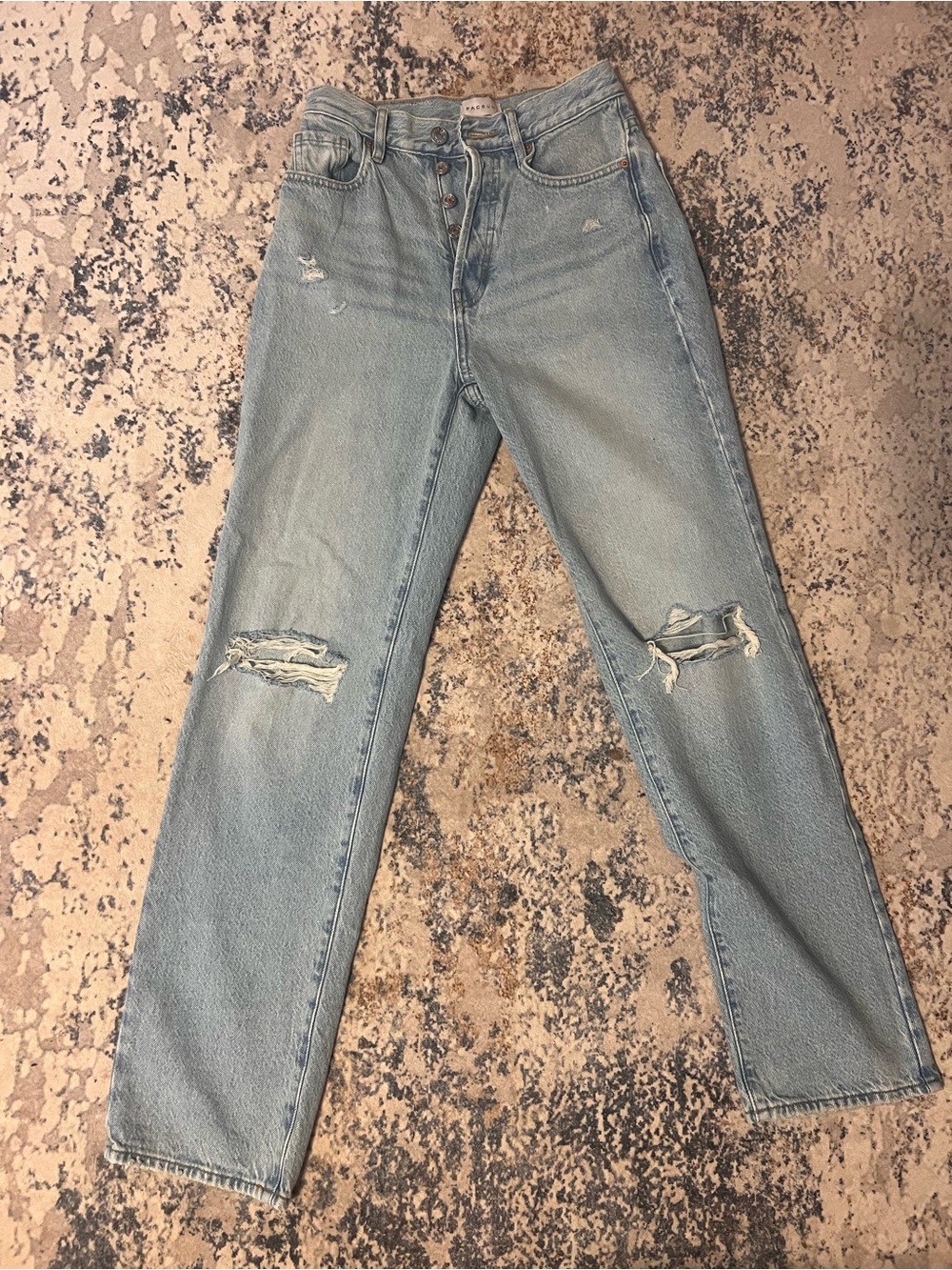PACSUN Light Blue Distressed High-Rise Dad Jeans